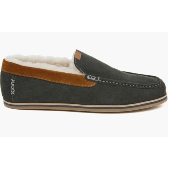 NEW Hari Mari Men Hacienda Pewter Gray Shearling Lined Slipper Size 12 $160 [jb] - Picture 2 of 14